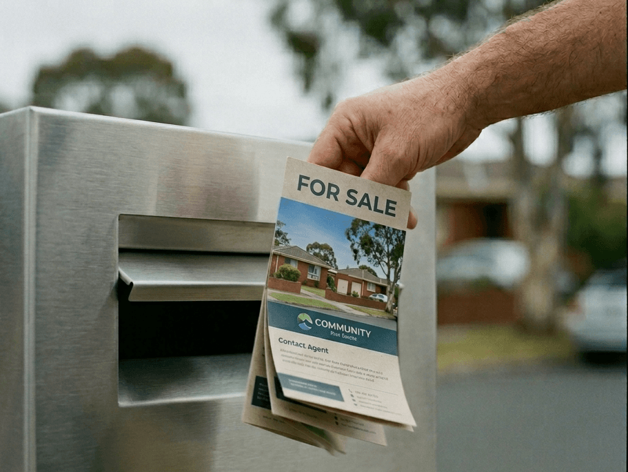 Hand dropping a flyer into a letterbox